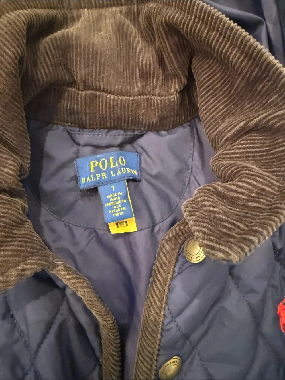 Polo by Ralph Lauren Kids Quilted long sleeve Hooded Barn Jacket - Navy size 7